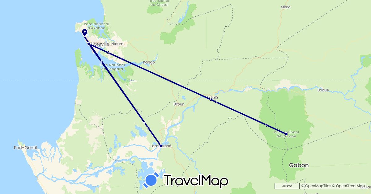 TravelMap itinerary: driving in Gabon (Africa)